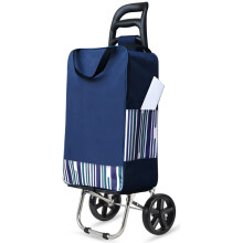 Folding Shopping Trolley with Wheels, Waterproof Cloth Bag, Aluminum Handle, Heavy Duty Utility Cart (Color C)