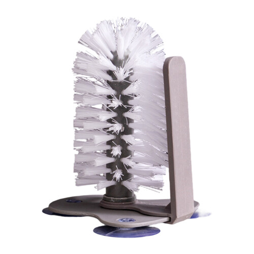 Nonslip Suction Cup Base Dish Brush With Flexible Rotating-Gray