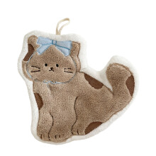 High Absorbent Corals Fleece Hand Towel With Lovely Cats-1
