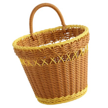 Handgeweven hangende mand voor knoflook, gember,-Bruin gele rand