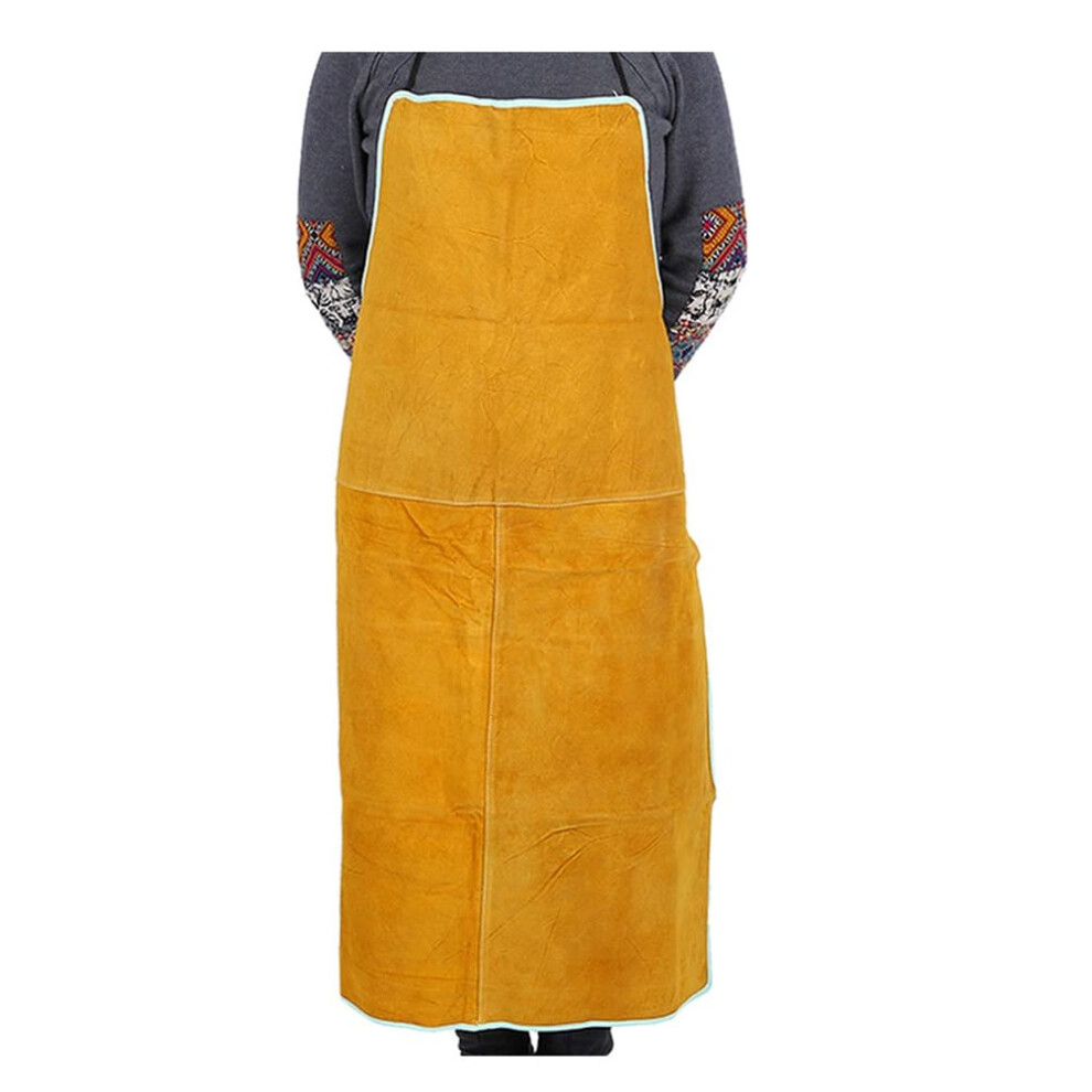 Heat Resistant Leather Welding Apron 90X65cm Flame Retardant Cowhide Work Apron With Adjustable Straps 9310869685579