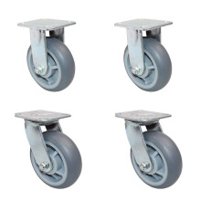 Heavy Duty Rubber Swivel Casters for Trolleys, Silent 360 Rotation Wheels, Durable Brake Lock Design