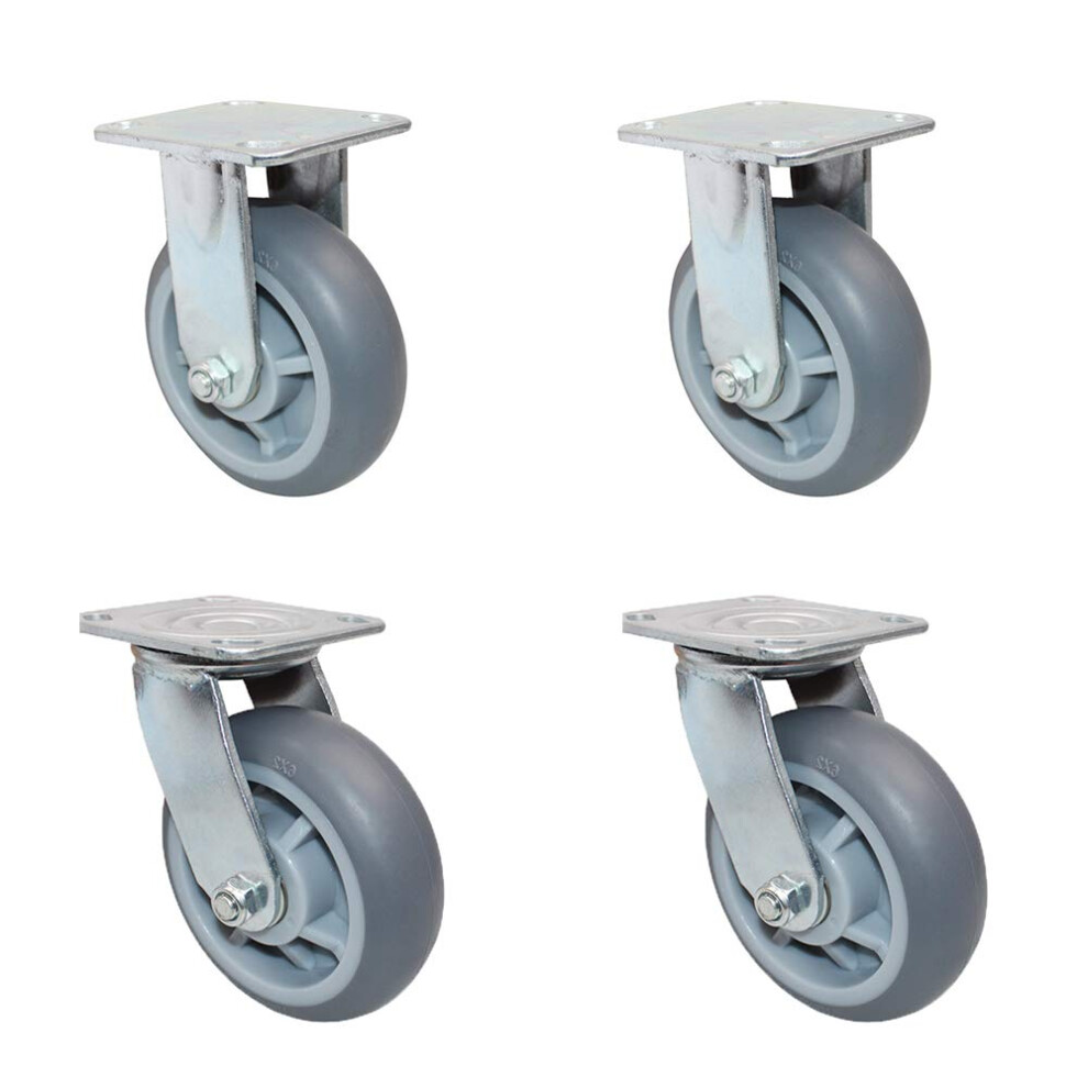 Heavy Duty Rubber Swivel Casters For Trolleys, Silent 360 Rotation Wheels, Durable Brake Lock Design 9045646690483