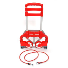 Folding Hand Truck Aluminum Alloy Cart with TwoStage Handle and Smooth Wheels for Travel Luggage (Red)