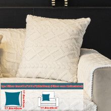 (White, Pillow Case 17.8*17.8in (45*45cm)) 1pc Pure Color Plush Sofa Cushion, Easy And Modern, Pet-Friendly, Warm And Comfortable