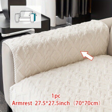 (White, Armrest 27.5*27.5in(70*70cm)) 1pc Pure Color Plush Sofa Cushion, Easy And Modern, Pet-Friendly, Warm And Comfortable
