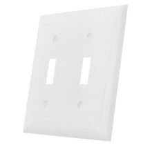 White Polycarbonate Double Toggle Light Switch Cover Plate, Durable Impact Resistant Wall Plate for Home Renovation