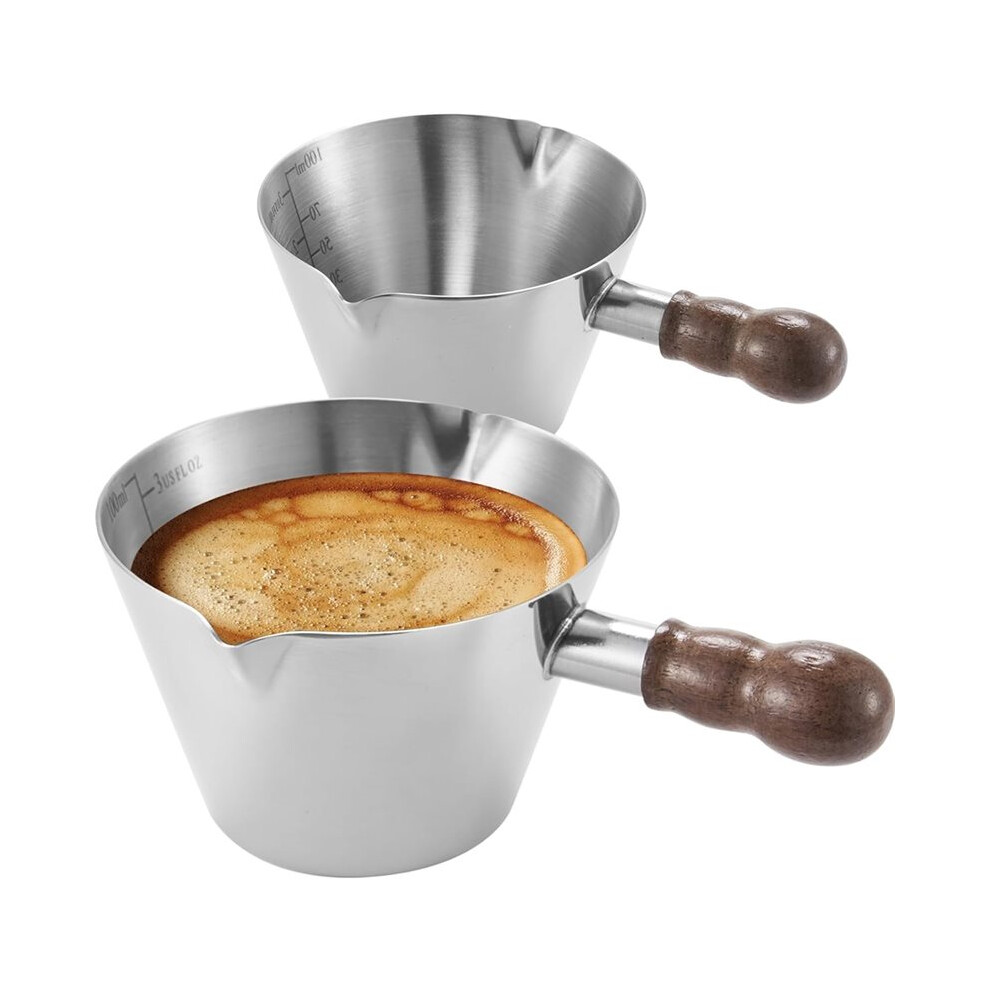 Stainless Steel Espresso Cups, 3Oz Double Spout Glass Measuring Cup With Handle, Milk Frothing Pitcher With Spout&Scale 4711127647028