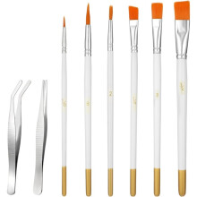Cake Painting Brushes Set,6 Pcs Cake Decorating Brushes Kit with Straight and Curved Tweezers for Dusting Edible Glitter