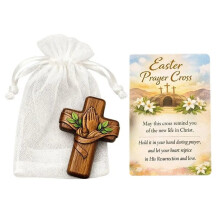 Kleines Gebetskreuz für die Tasche mit Karte, Tragbares Gebetskreuz Aus Holz für Ostern, Weihnachten und Als Religiöses Geschenk