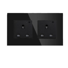Smart WiFi Wall Socket UK Double Power Outlet 13A Black Glass Panel with 18W Fast TypeC Charging