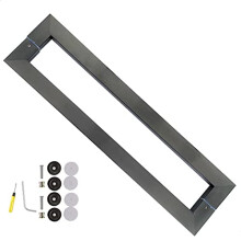 Stainless Steel Sliding Barn Door Pull Handle Dark Grey 48in Heavy Duty Rectangular Design with Mounting Kit