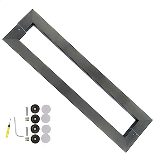 Stainless Steel Sliding Barn Door Pull Handle Dark Grey 48in Heavy Duty Rectangular Design with Mounting Kit