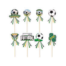 Voetbalthema taarttoppers, pakket van 48 voetbalontwerp