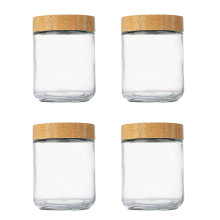 Haferflocken-Vorratsglas aus Glas mit Holzdeckel-480 ml 4er-Pack