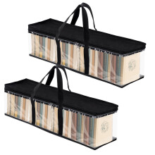 2 Pack Transparent PVC DVD Storage Bags 40 Capacity, Clear Durable CD and DVD Organizer with Handles