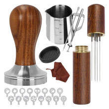 51-mm-Espresso-Tamper-Set, Kaffeezubehör mit Rührstab, Milchkännchen und Latte-Art-Werkzeugen