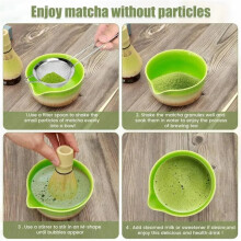 Bamboo Matcha Tea Set - Traditional Japanese Beginner Set, Includes A Tea Whisk, Tea Spoon, and Tea Strainer.