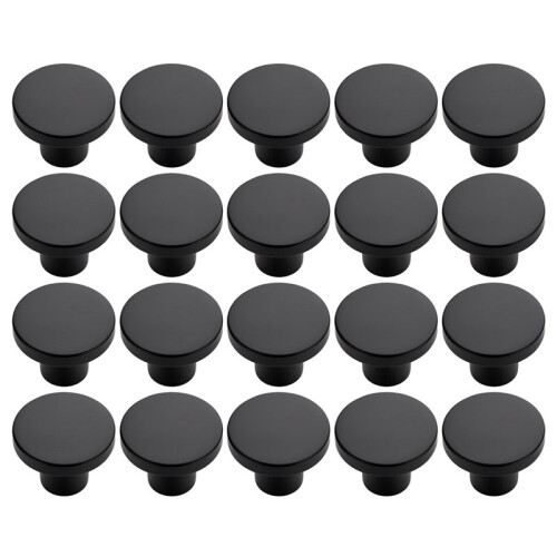 20 Pack Black Cabinet Knobs, Round Drawer Knobs for Kitchen Cabinets, Dressers & Closet Doors