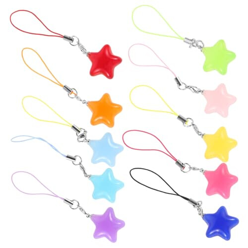 10pcs Cute Star Phone Charm Strap with Secure Grip, Multi‑Use Keychain Gift Accessories