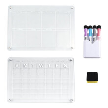 Clear Acrylic Magnetic Calendar with Colorful Markers for Refrigerator, for Home Kitchen