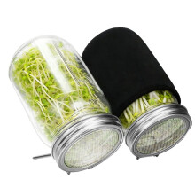 Kit de Germination avec Couvercles en Acier Inoxydable, Bocaux Mason en Verre et Manchons Opaques, Système de Culture de Germes (Lot de 2)