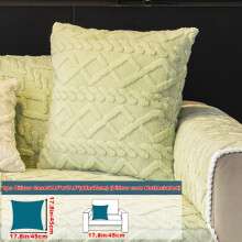 (Green, Pillow Case 17.8*17.8in (45*45cm)) Shu Velveteen Sofa Mat 1pc - Four Seasons Breathable Warm Anti-Slip Protective
