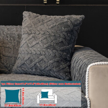 (Black, Pillow Case 17.8*17.8in (45*45cm)) Shu Velveteen Sofa Mat 1pc - Four Seasons Breathable Warm Anti-Slip Protective