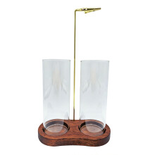 Unique Number 8 Wood Base With Double Level Glass For-brown
