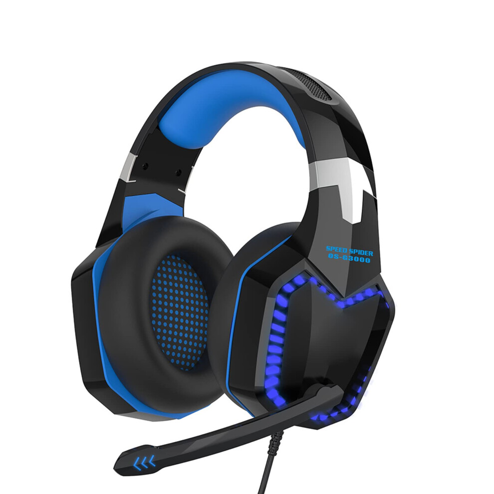 Noise Cancelling Gaming Headset With Mic, Soft Memory Earmuffs, Led Lights For Pc Ps4 Xbox 9330225635536