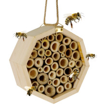 Natural Bamboo Mason Bee House 5.9Inch Habitat Box for Garden Pollination and Solitary Bees
