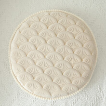 Round Memory Foam Floor Cushion 40cm Beige, NonSlip Tatami Seat Pad with Breathable Plush Surface