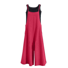 Pantalon à bretelles élégant pour femme, barboteuse-Rouge S