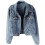 Women Oversized Denim Jacket Embroidered Pearls- Beading Jeans Coat  S 1