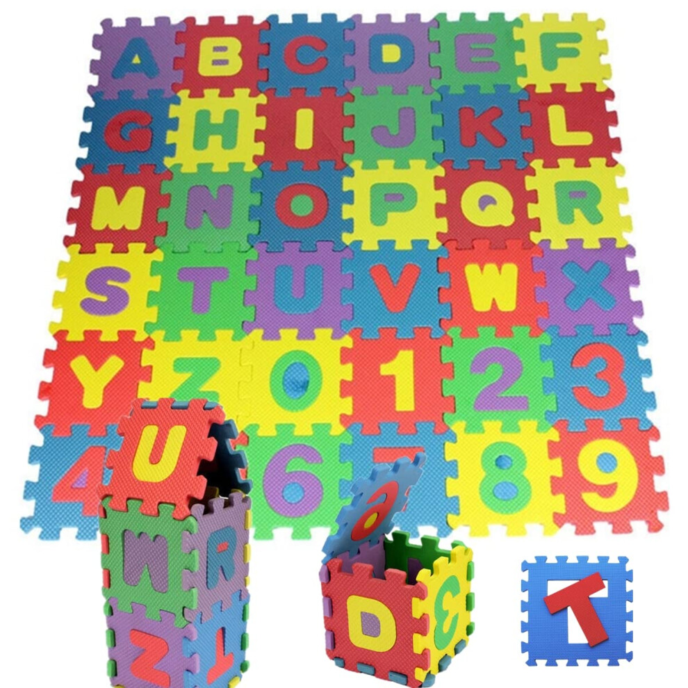Foam Play Mat for Kids with Interlocking EVA Tiles, Educational Alphabet Puzzle, Soft Cushioned Surface