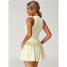 Robe de Tennis et de pour Femme avec Soutien-Gorge Intégré, Short, Fermeture Éclair, Coupe Slim, Ourlet Trapèze, Jupe Athlétique avec Poches
