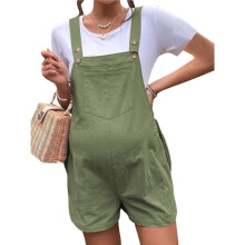 Combinaison Courte Décontractée D'Été pour Femme, Combinaison Ample en Lin, Tenue de Plage, Vêtements de et de Vacances Vert S