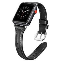 Ανταλλακτικό λουράκι Apple Watch, γνήσιο δέρμα, αγκράφες από ανοξείδωτο ατσάλι για