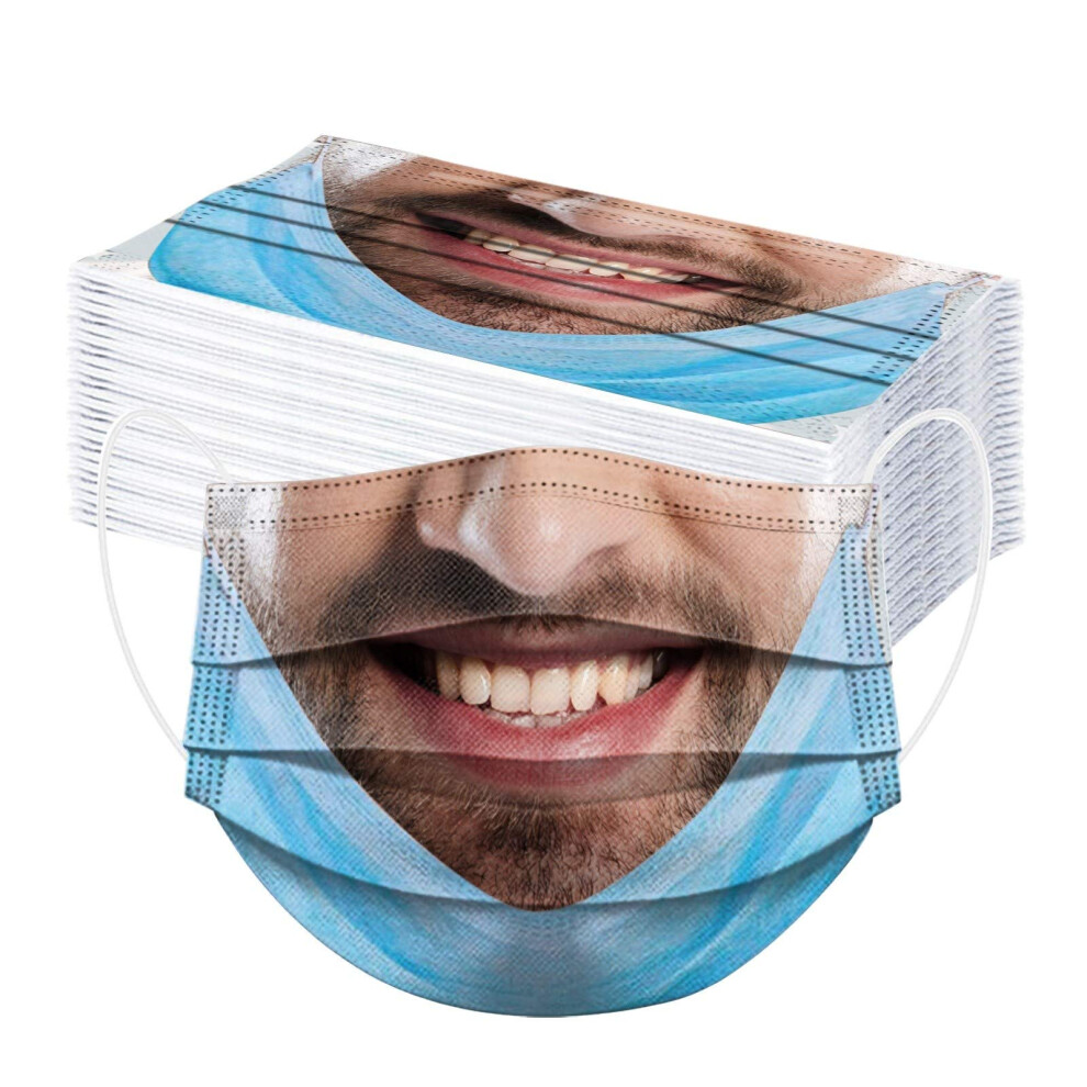 50Pc Funny Disposable Face Mask For Adults, Breathable 3Layer Protection, Cute Print, Comfortable Daily Wear A3 9310869688907