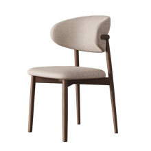ZDEZH Modern Linen Upholstered Dining Chair with Ergonomic Curved Backrest and Wooden Legs for Kitchen