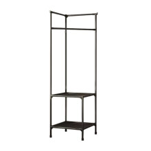 Corner Coat Rack Hall Tree with Shoe Storage, SpaceSaving Metal Frame, Black 2Tier Entryway Organizer