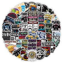 100pcs Classic Theater Vinyl Waterproof Stickers Pack for Laptop, Water Bottle, Phone, and Scrapbook Decor