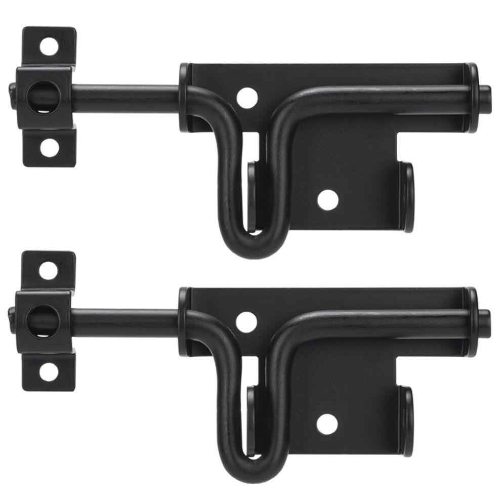 Heavy Duty Black Metal Gate Latch Slide Bolt Lock, Lockable Security For Wooden Fence And Barn Doors, 2 Pack 9330225680161