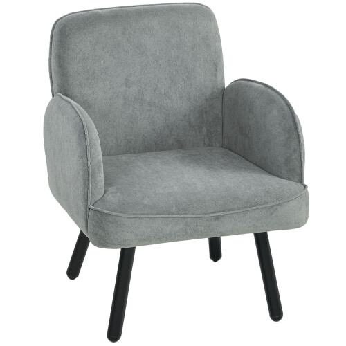 Homcom (Grey) HOMCOM Lounge Chair Velvet Upholstered Spring Cushion 1