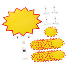 Retail Sign Holders with EyeCatching Burst Tag Clips, Clear Label Display for Store Shelves, 20pcs