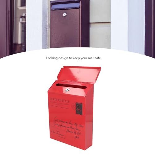 Rustic Wall Mounted Locking Mailbox with Keys and Hooks, Weatherproof Iron Design for Home and Office 1