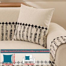 (White, Pillow Case 17.8*17.8in (45*45cm)) 1pc Trendy Chenille Non-Slip Sofa Cushion, Available in Multiple Colors