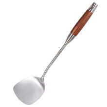 304 Stainless Steel Wok Spatula with Ergonomic Wooden Handle, Professional Wok Turner for Stir Fry Cooking