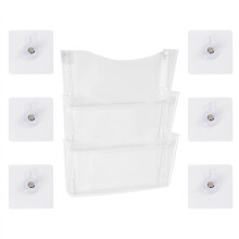 Wall Mounted File Organizer Transparent Acrylic Magazine Holder Stackable Space Saving Rack for Office