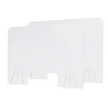 Clear Acrylic Sneeze Guard for Countertops, Freestanding Plexiglass Shield with Transaction Window, 9 Sizes